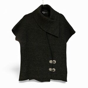 PURELY MERINO Stylish Black Short Sleeve WOOL Sweater Top Size M